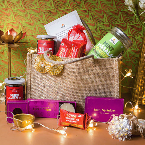 Omay Foods Festive Bites Diwali Jute Bag