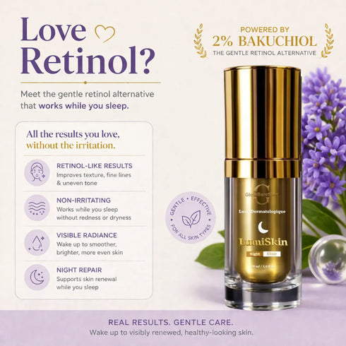 GlowBareSkin LumiSkin Night Elixir Bakuchiol Face Serum lixir de Nuit