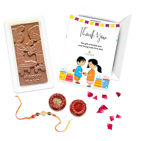 Rakhi Gift Hamper - Handmade Chocolates| Rakhi| Roli| Chawal & Card