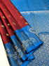 Prakruthi Ezhil Maroon & Blue Turning Handloom Soft Silk Saree