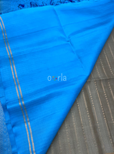 Prakruthi Swarnam Beige & Blue Fancy Handloom Soft Silk Saree