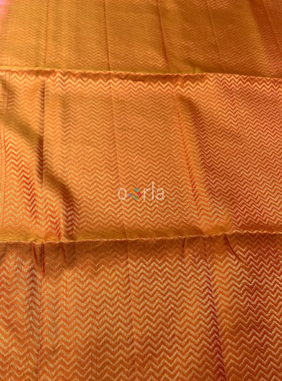 Prakruthi Vivaha Candy Pink & Mustard Bridal Handloom Soft Silk Saree