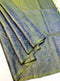Prakruthi Ezhil Yellow Cross Blue Pure Silver Zari with Sleeve Work Handloom Soft Silk Saree
