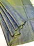 Prakruthi Ezhil Yellow Cross Blue Pure Silver Zari with Sleeve Work Handloom Soft Silk Saree