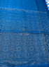 Prakruthi Ezhil Metal Blue Pure Silver Zari with Sleeve Work Handloom Soft Silk Saree