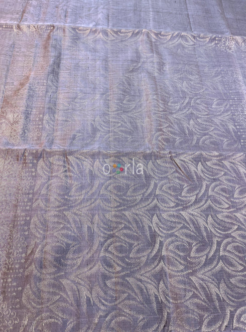 Prakruthi Ezhil Heavenly Lilac Pure Silver Zari with Sleeve Work Handloom Soft Silk Saree