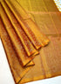 Prakruthi Ezhil Mango Yellow Pure Silver Zari with Sleeve Work Handloom Soft Silk Saree
