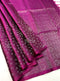 Prakruthi Ezhil Magenta Pure Silver Zari with Sleeve Work Handloom Soft Silk Saree