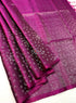 Prakruthi Ezhil Magenta Pure Silver Zari with Sleeve Work Handloom Soft Silk Saree