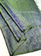 Prakruthi Ezhil Green Cross Blue Pure Silver Zari with Sleeve Work Handloom Soft Silk Saree