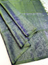 Prakruthi Ezhil Green Cross Blue Pure Silver Zari with Sleeve Work Handloom Soft Silk Saree