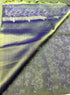 Prakruthi Ezhil Green Cross Blue Pure Silver Zari with Sleeve Work Handloom Soft Silk Saree