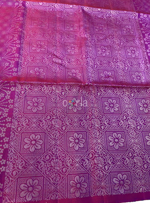 Prakruthi Ezhil Vadamalli Pure Silver Zari with Sleeve Work Handloom Soft Silk Saree