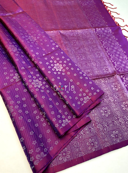 Prakruthi Ezhil Vadamalli Pure Silver Zari with Sleeve Work Handloom Soft Silk Saree