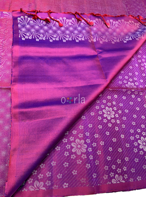 Prakruthi Ezhil Vadamalli Pure Silver Zari with Sleeve Work Handloom Soft Silk Saree