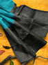 Prakruthi Vanya Butterfly Blue & Black Bhutta Handloom Tencel Vegan Silk Saree