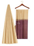 Prakruthi Vanya Beige & Grape Wine Bhutta Handloom Tencel Vegan Silk Saree