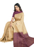 Prakruthi Vanya Beige & Grape Wine Bhutta Handloom Tencel Vegan Silk Saree