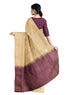 Prakruthi Vanya Beige & Grape Wine Bhutta Handloom Tencel Vegan Silk Saree