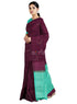 Prakruthi Vanya Grape Wine & Teal Green Bhutta Handloom Tencel Vegan Silk Saree