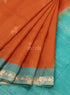 Prakruthi Vanya Rusty Orange & Teal Blue Design Border Bhutta Handloom Tencel Vegan Silk Saree
