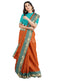 Prakruthi Vanya Rusty Orange & Teal Blue Design Border Bhutta Handloom Tencel Vegan Silk Saree