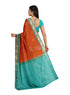 Prakruthi Vanya Rusty Orange & Teal Blue Design Border Bhutta Handloom Tencel Vegan Silk Saree