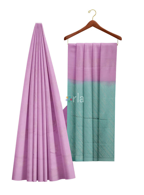 Prakruthi Vanya French Lilac & Ice Green Bhutta Handloom Tencel Vegan Silk Saree