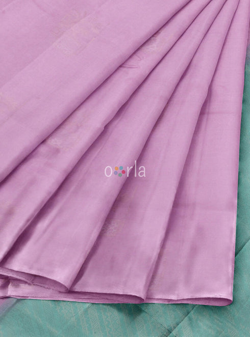 Prakruthi Vanya French Lilac & Ice Green Bhutta Handloom Tencel Vegan Silk Saree