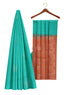 Prakruthi Vanya Teal Blue & Rusty Orange Bhutta Handloom Tencel Vegan Silk Saree