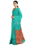 Prakruthi Vanya Teal Blue & Rusty Orange Bhutta Handloom Tencel Vegan Silk Saree