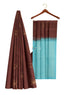 Prakruthi Vanya Brown & Blue Bhutta Handloom Tencel Vegan Silk Saree