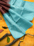 Prakruthi Vanya Brown & Blue Bhutta Handloom Tencel Vegan Silk Saree