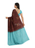 Prakruthi Vanya Brown & Blue Bhutta Handloom Tencel Vegan Silk Saree