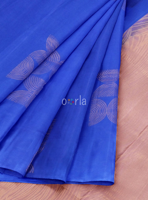 Prakruthi Vanya Blue & Peach Bhutta Handloom Tencel Vegan Silk Saree