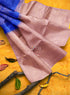 Prakruthi Vanya Blue & Peach Bhutta Handloom Tencel Vegan Silk Saree
