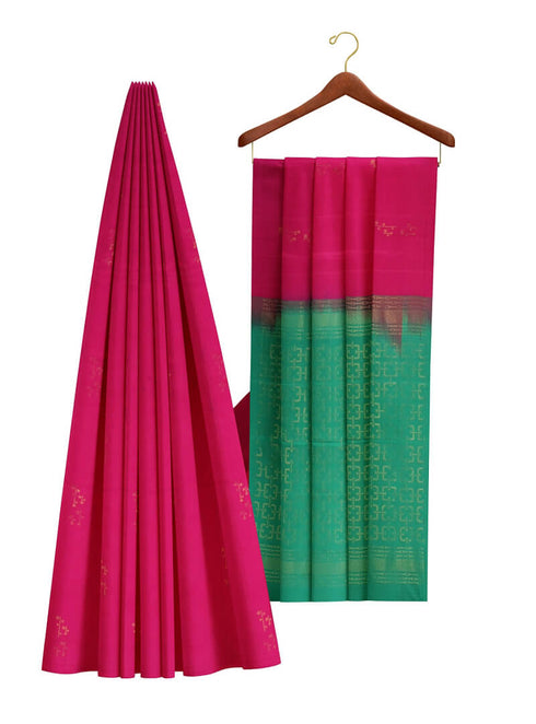 Prakruthi Vanya Pink & Green Bhutta Handloom Tencel Vegan Silk Saree