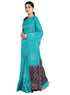 Prakruthi Vanya Teal Blue & Brown Bhutta Handloom Tencel Vegan Silk Saree