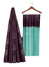Prakruthi Vanya Brown & Teal Blue Bhutta Handloom Tencel Vegan Silk Saree