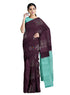 Prakruthi Vanya Brown & Teal Blue Bhutta Handloom Tencel Vegan Silk Saree