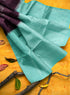 Prakruthi Vanya Brown & Teal Blue Bhutta Handloom Tencel Vegan Silk Saree