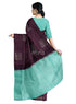 Prakruthi Vanya Brown & Teal Blue Bhutta Handloom Tencel Vegan Silk Saree