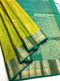 Prakruthi Mughizh Apple Green & Aqua Green Kanchi Border Bhutta Handloom Soft Silk Saree