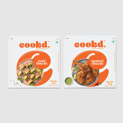 Cookd Ventures Tikka Kits | Tandoori Tikka Kit + Malai Tikka Kit