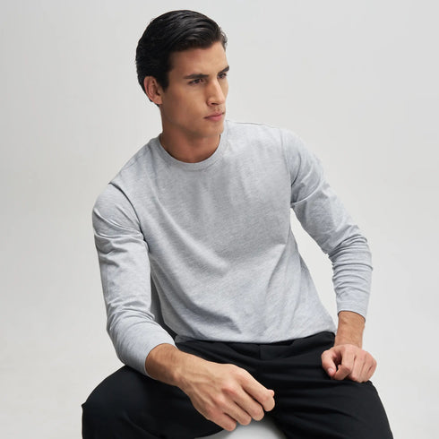 XYXX Full Sleeve Crew Neck T-Shirt - Muted Grey Melange
