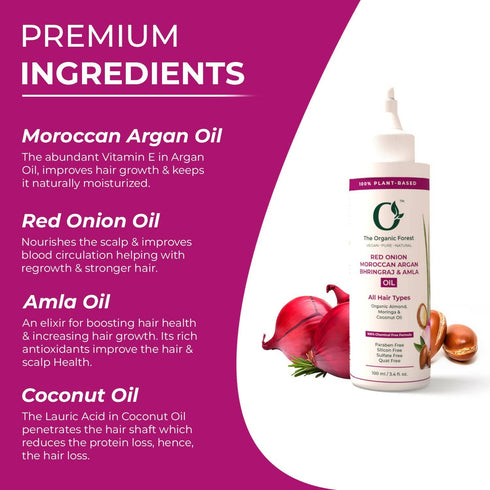 The Organic Forest Red Onion| Moroccan Argan| Bhringraj & Amla Hair Oil
