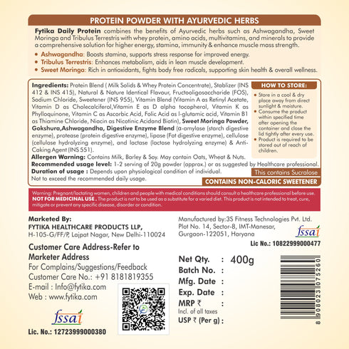 Fytika Healthcare Products Fytika Daily Protein Powder Kulfi Flavour