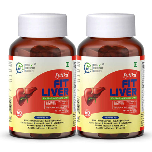 Fytika Healthcare Products Fytika Fit Liver Liver Detox Supplement Liver Detox with Milk Thistle Kalmegh Kutaki Kasani Haldi For Men & Women Pack of 2 120 Tabs