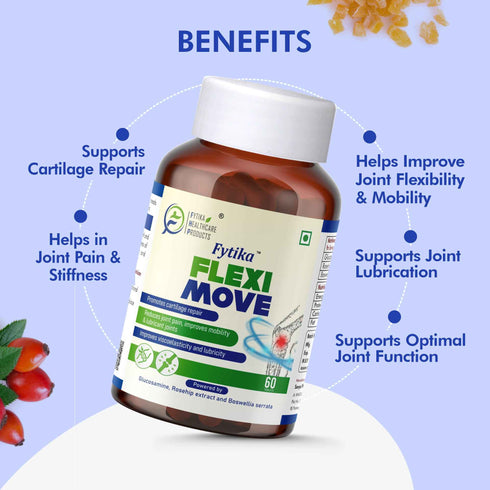 Fytika Healthcare Products Fytika Flexi Move Joint Support Supplement Glucosamine Rosehip Boswellia Serrata Supports Bone Joint Cartilage Health For Men Women Pack Of 2 120 Tabs
