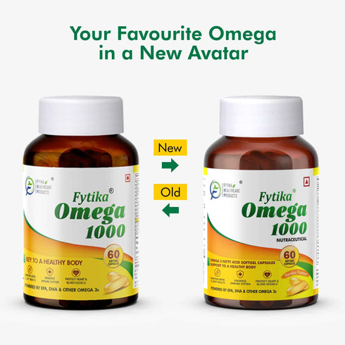 Fytika Healthcare Products Fytika Omega 1000 For Heart Brain Joint Muscle Support EPA 360 MG DHA 240 MG Omega Fatty Acids 400 MG For Men Women Pack of 3 180 Capsules